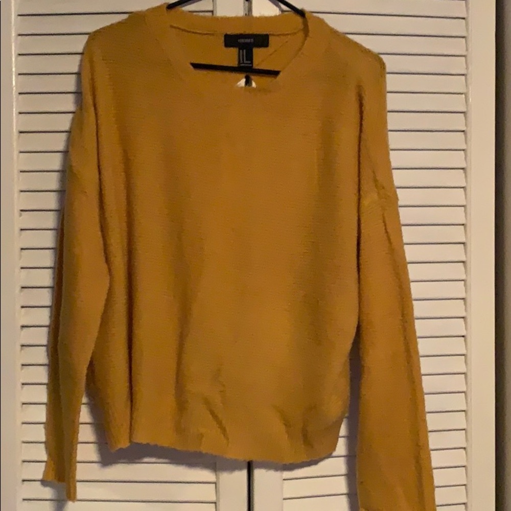 Mustard yellow sweater top with open back!!